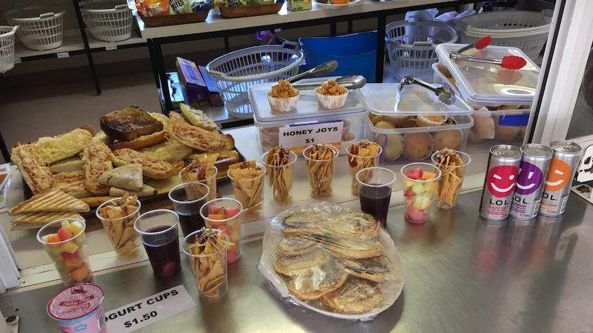 Some of the food on sale at the Kalgoorlie Primary School canteen.
