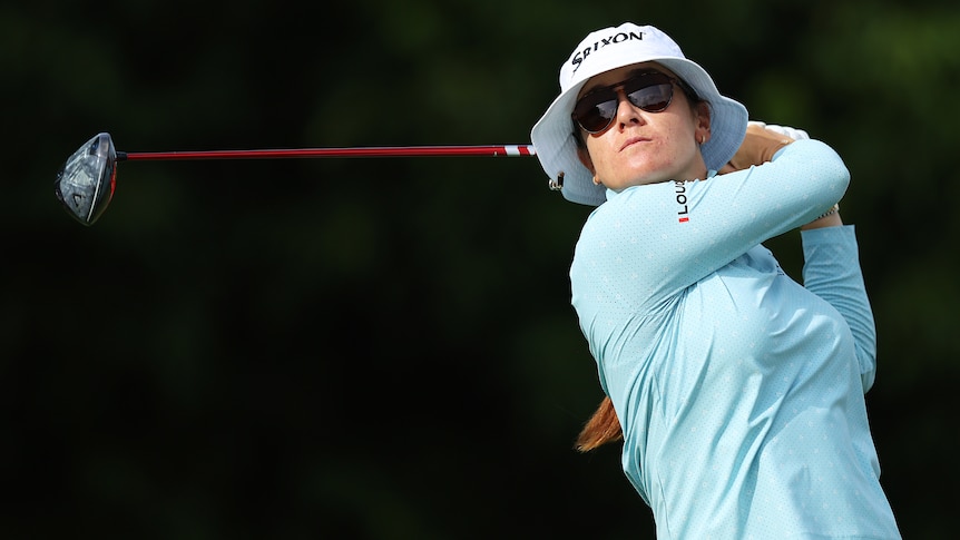 Hannah Green tees off during third round of LPGA Tour's Women's World Championship.