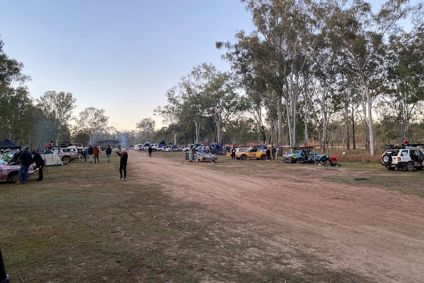 A wide shot of the dunga derby camp site 