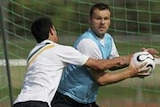 Chasing victory: the Socceroos prepare for their match against Croatia.