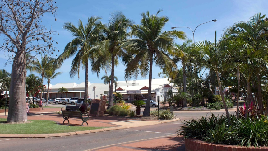Shops and trees in Broome.