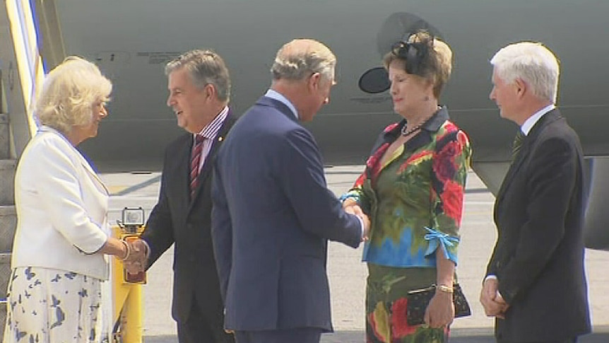 Royal visitors greeted at Adelaide Airport