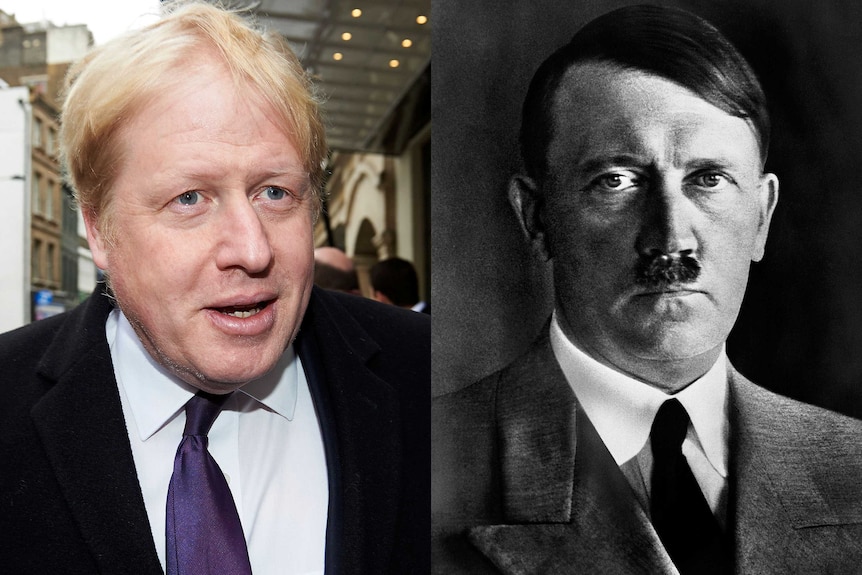 Composite image of Boris Johnson and Adolf Hitler.