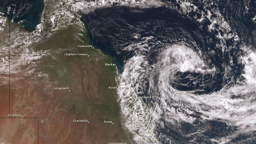 Satellite image of ex-cyclone Iris off the Queensland coast