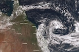 Satellite image of ex-cyclone Iris off the Queensland coast