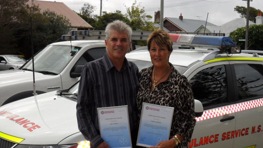 Jeff and Cheryl Horne with their awards