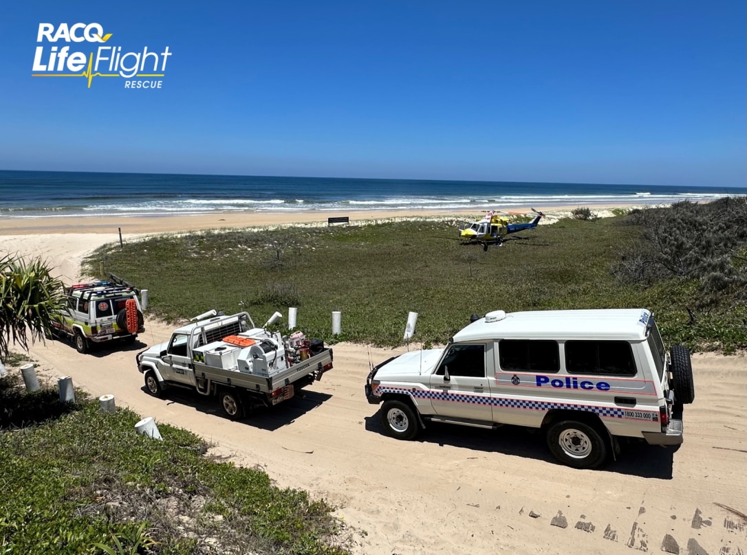 EMergency service vehicles on beach