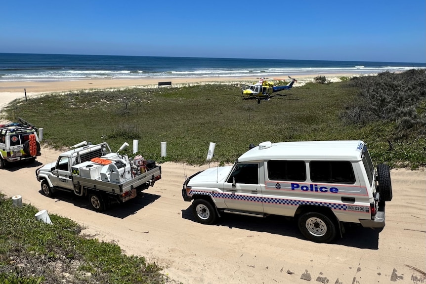 EMergency service vehicles on beach
