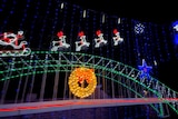A Sydney Harbour Bridge Christmas lights display.