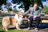 Professor of Bioethics, Peter Sandøe with Finley the Rough Collie