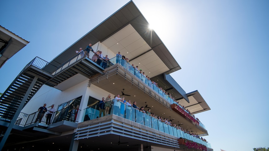 The Darwin Turf Club's grandstand at the Fannie Bay racecourse on Darwin Cup day, 2021. 