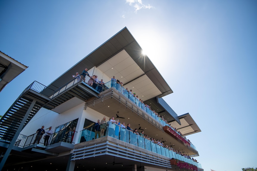 The Darwin Turf Club's grandstand at the Fannie Bay racecourse on Darwin Cup day, 2021. 