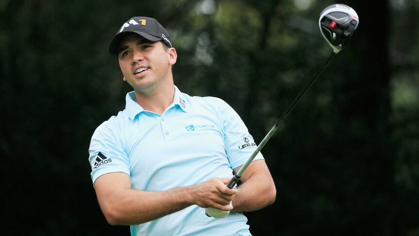 Jason Day looks on after a shonky tee-shot