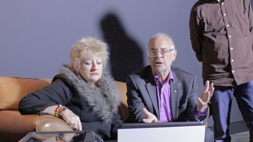 Voluntary euthanasia advocate Philip Nitschke with cancer patient Cath Ringwood of Melbourne at MONA.