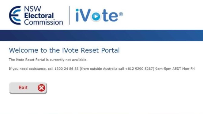 Sign showing the iVote system has failed