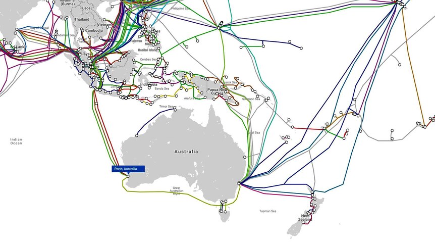 Submarine cables connecting Australia to the rest of the world