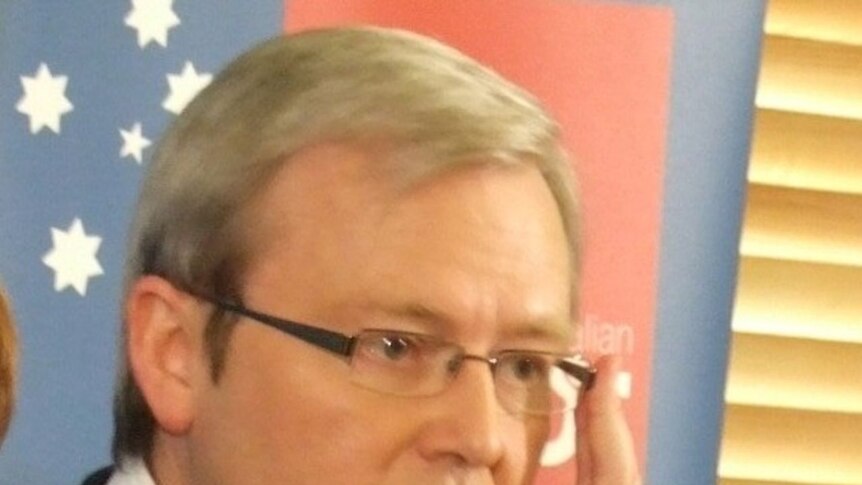 Kevin Rudd, press conference, adjusting glasses