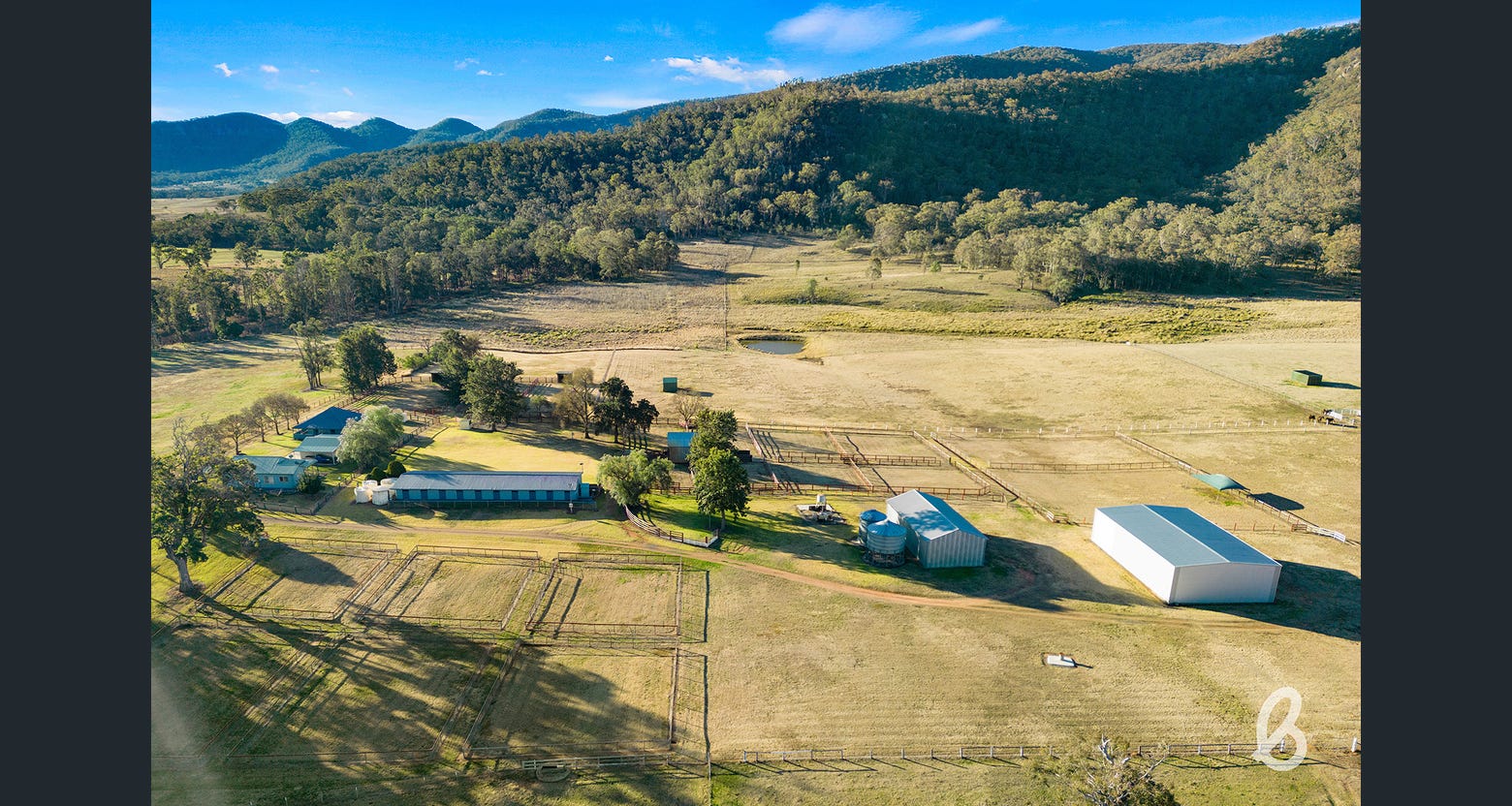 A green property with yards. 