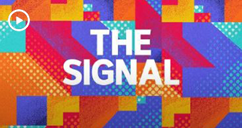Colourful squares with the words 'The Signal' in white capital letters on top of them.
