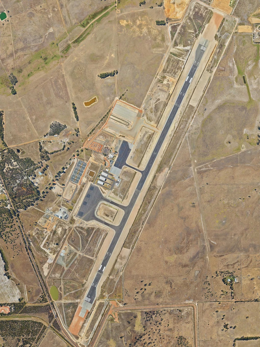 An aerial image of an airport.