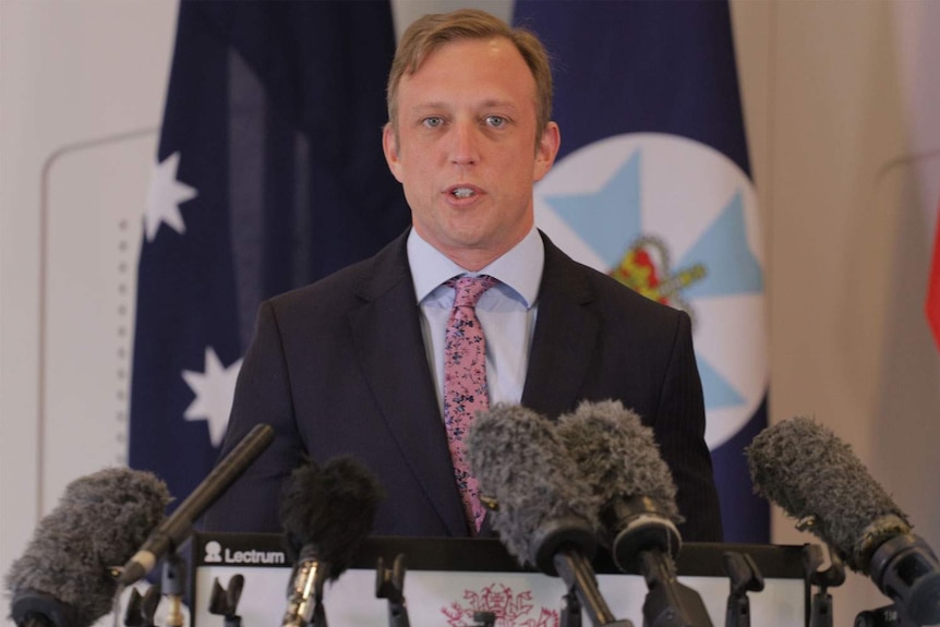 Queensland Deputy Premier Steven Miles speaking to the media in Brisbane.