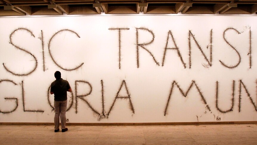 Sic Transit Gloria Mundi 2012, by Earthling Mircea Cantor, at the 19th Biennale of Sydney.