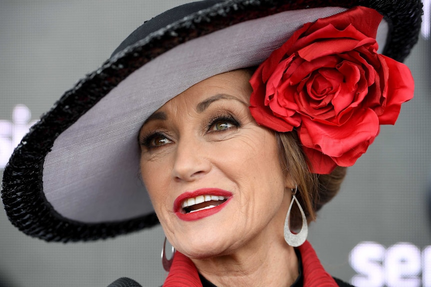 British actor Jane Seymour poses for a photograph at the Melbourne Cup.