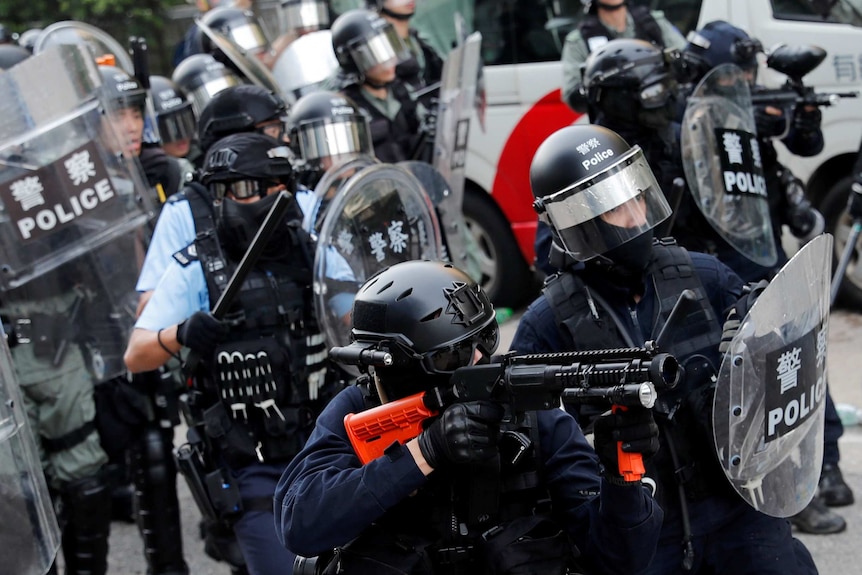 Police in riot gear