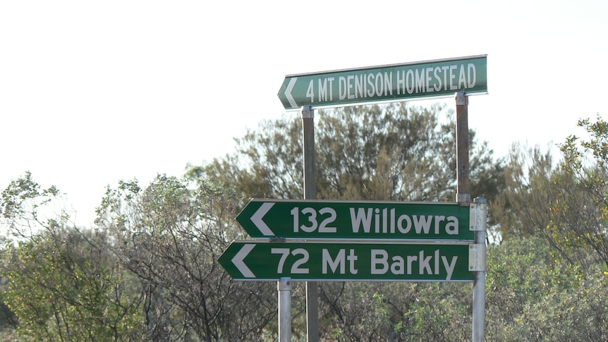 A sign towards Willowra in Central Australia.