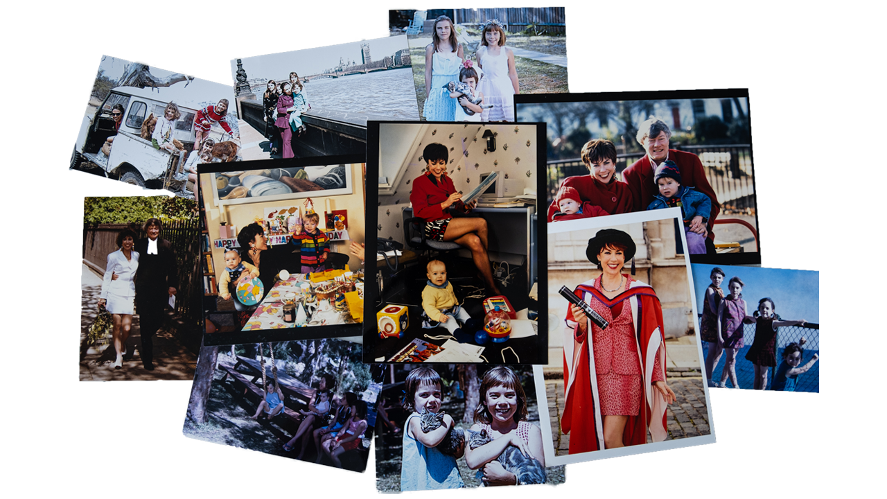 A collage of family photographs, assorted years