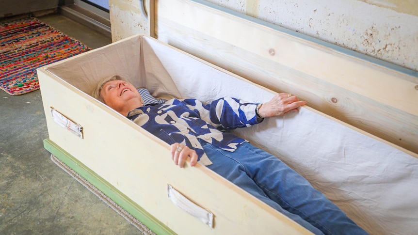 Mary Flynn in her homemade coffin