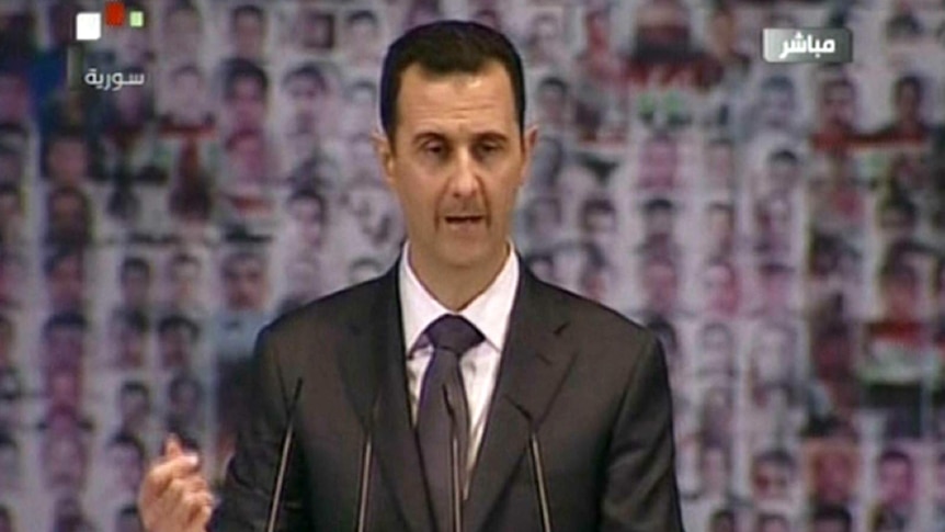 Assad gives speech in Damascus