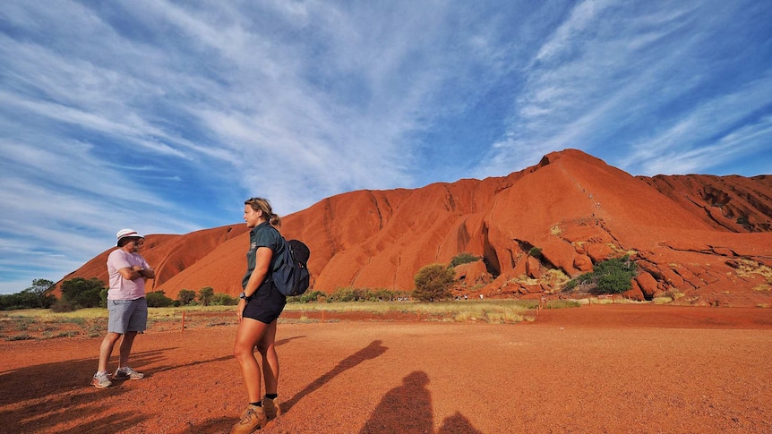 The base walk around Uluru, with the climb in the background