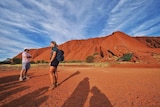 The base walk around Uluru, with the climb in the background