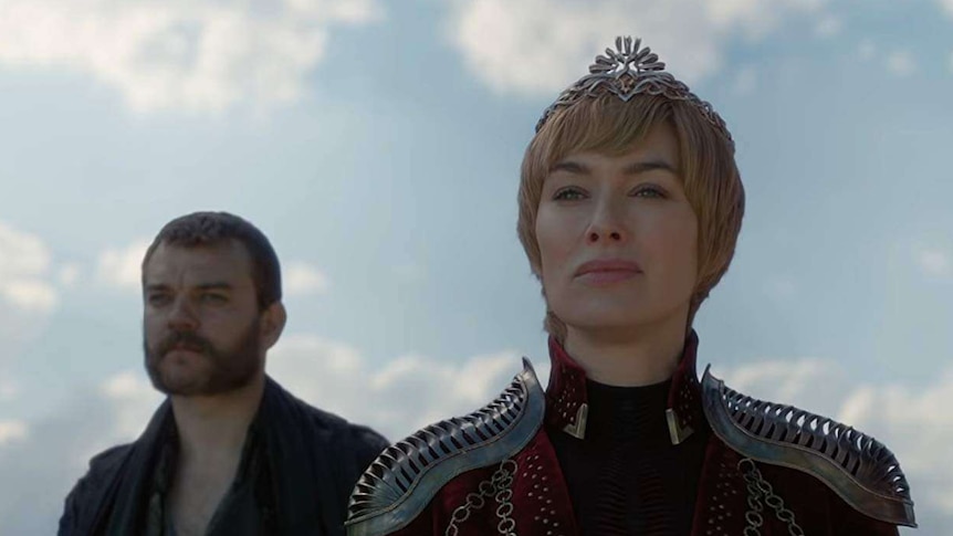 Cersei Lannister looks out over the walls in a still image from HBO's Game of Thrones