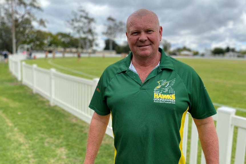 Goondiwindi Regional Council Deputy Mayor Rob McKenzie smiling at a sports field