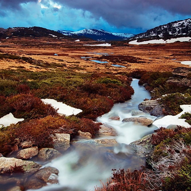 A small waterfall in the awe-inspiring Snowy Mountains.