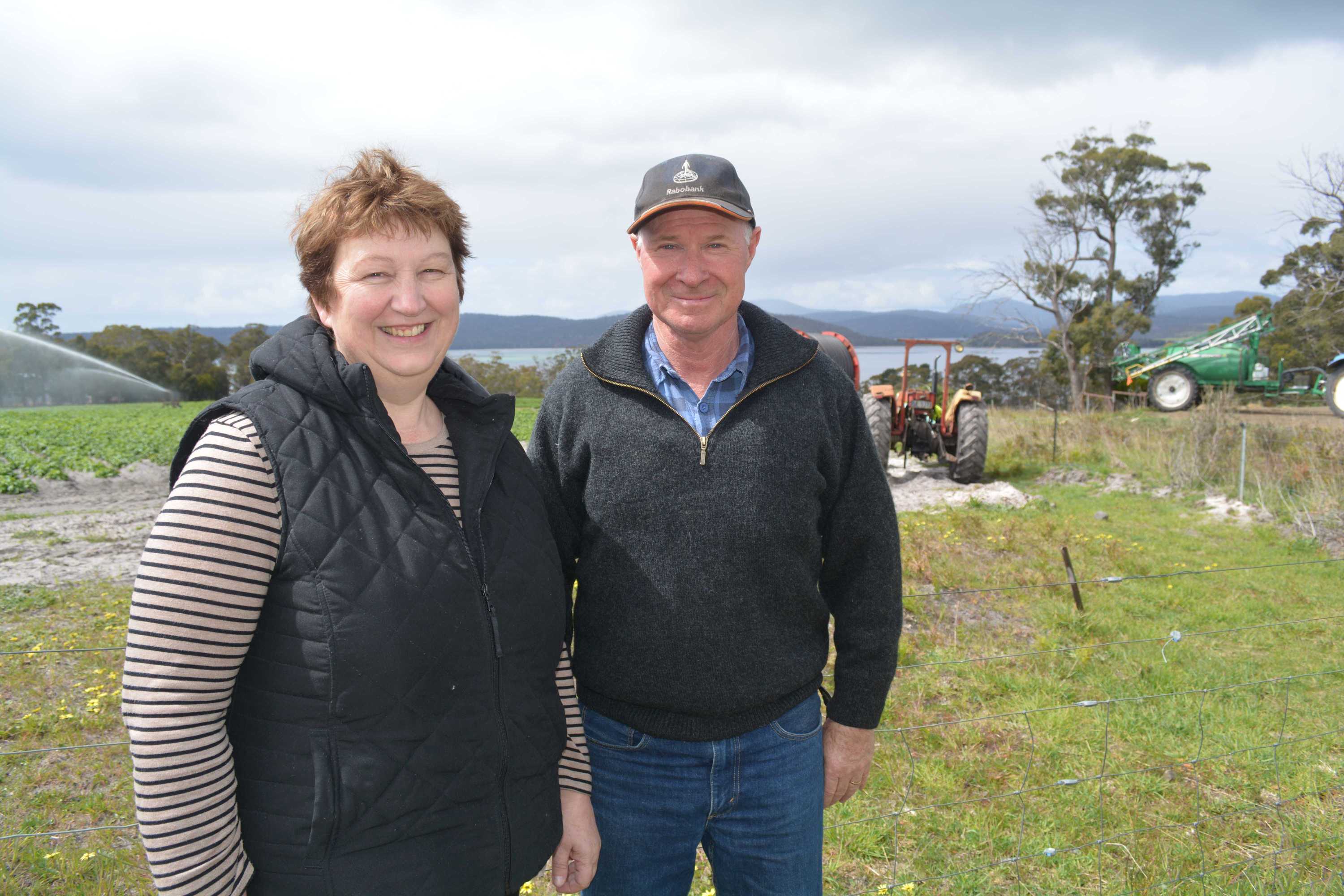 Susie and Gerard Daly on Dunalley potato farm.