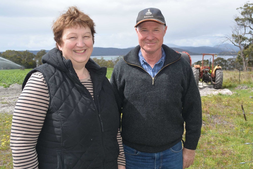 Susie and Gerard Daly on Dunalley potato farm.