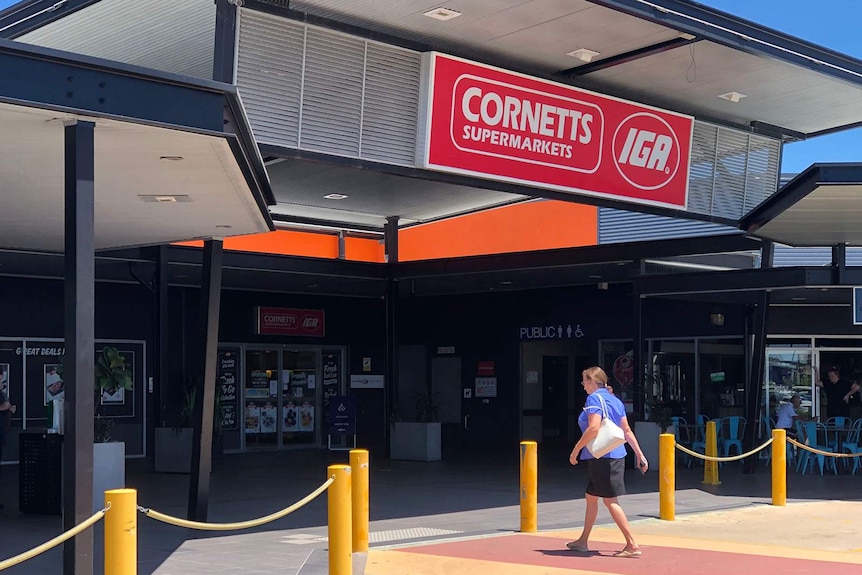 The entrance to a suburban supermarket