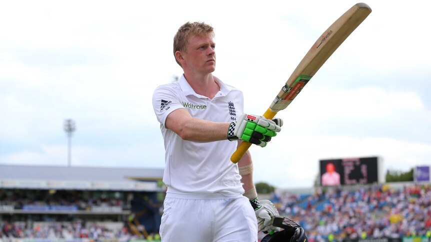 England's Sam Robson salutes crowd after his dismissal on day two of second Test against Sri Lanka.