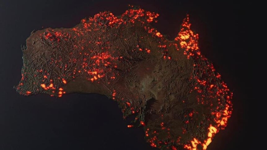 Peta Australia Terbakar