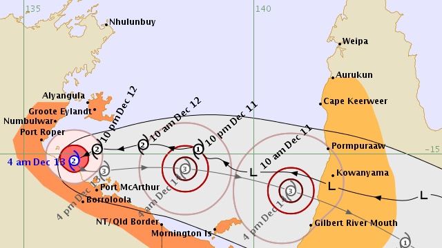 The forecast track map for Tropical Cyclone Owen, issued on Wednesday afternoon.