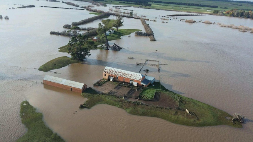 Flooded farm in northern Tasmania