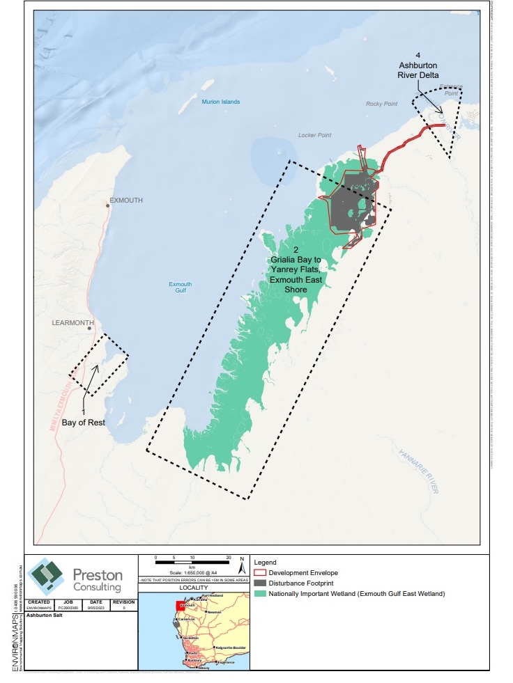 A dark green section outlining the project area falls within a large lighter green area showing a wetland boundary.