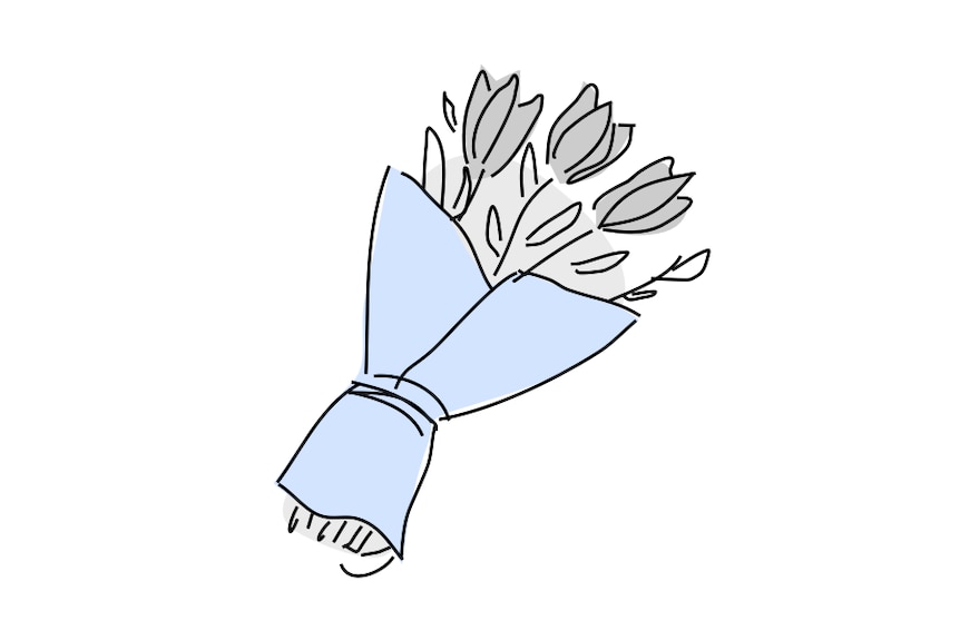 A graphic illustration of a bouquet of flowers.