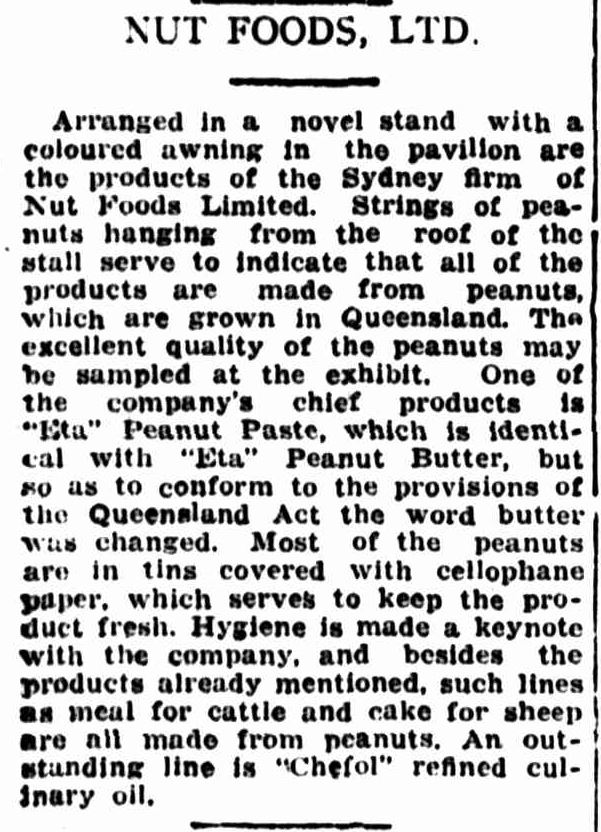 An article originally published in the Queensland Times in 1930 about 'Nut Foods'.