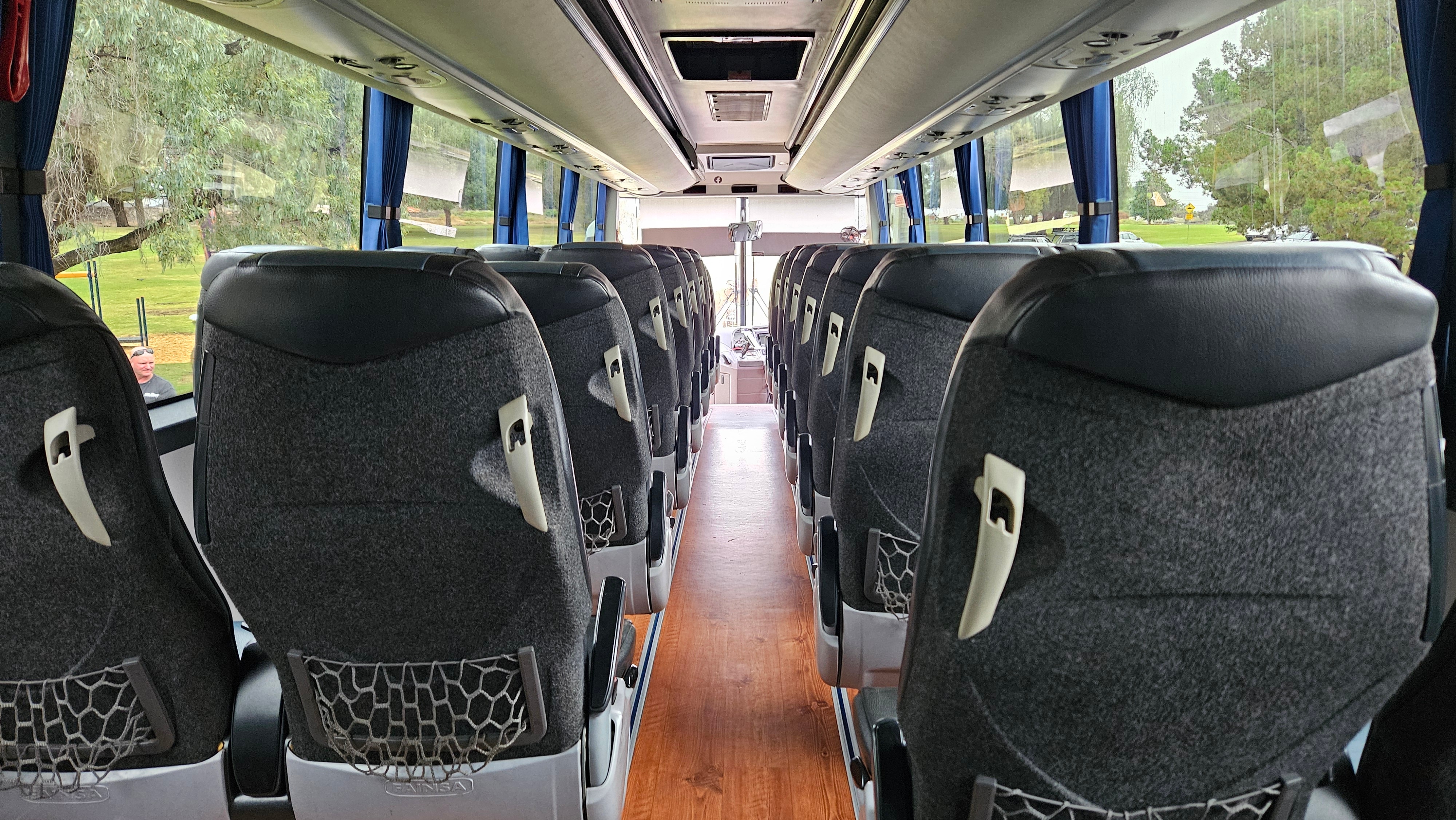 A view from the backseat of a coach service
