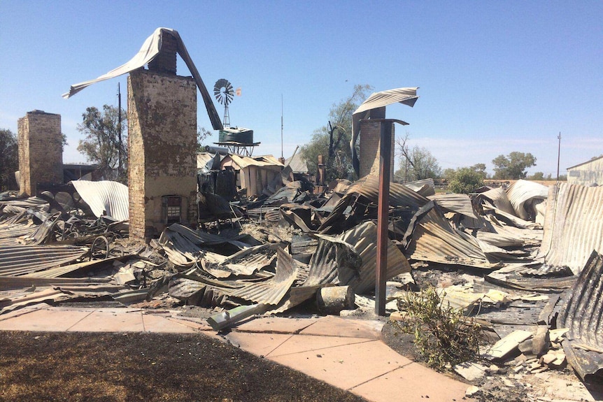 The burnt remains of the fire-stricken Tattersalls Pub