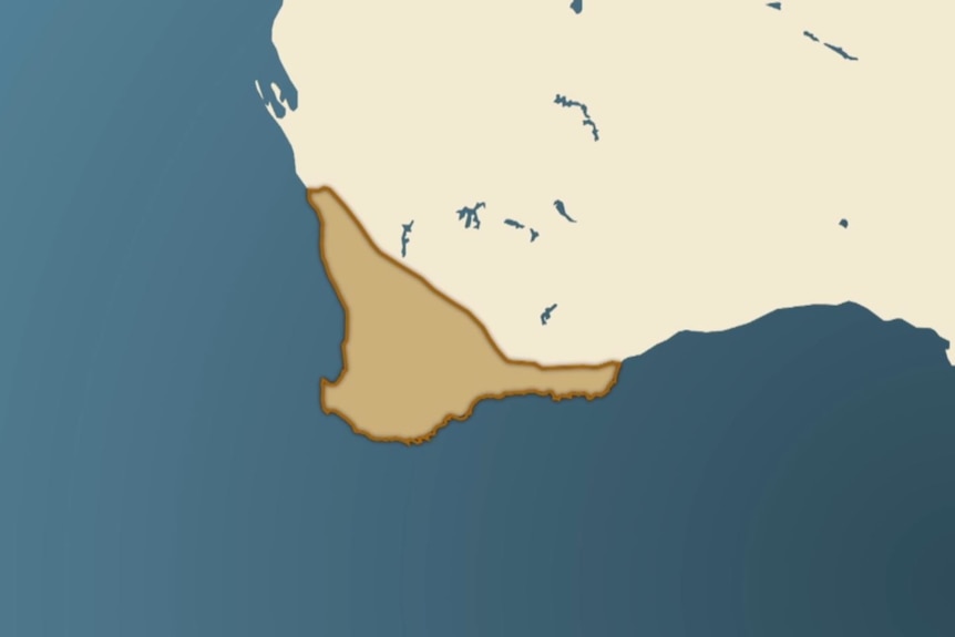 A map of Noongar country in the South West of Western Australia